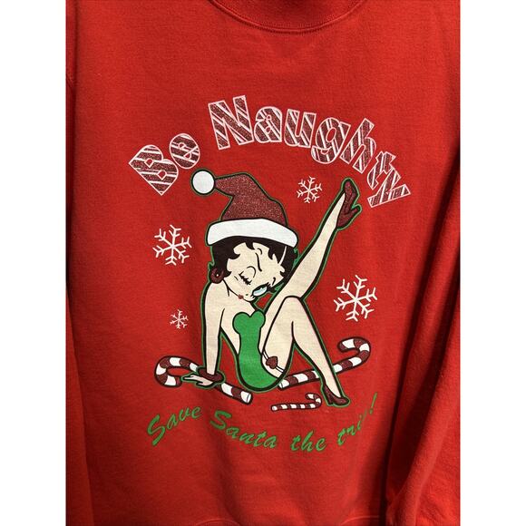 Vintage Christmas Betty Boop “ Be Naughty” Crewneck Size Large - Picture 2 of 5